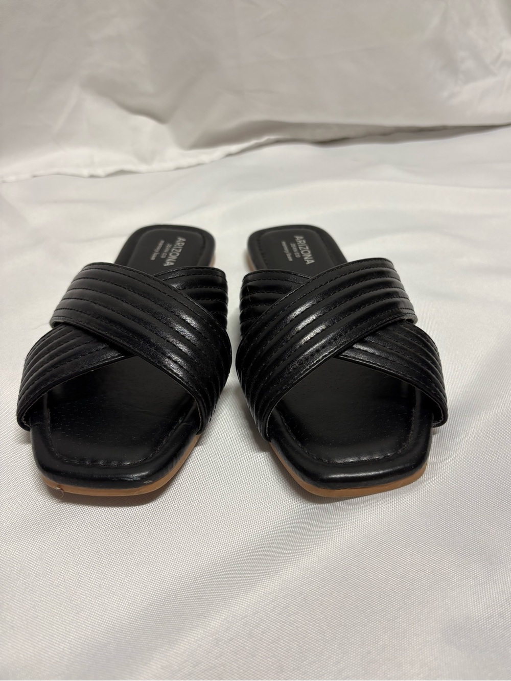 Arizona Jean Company Black Cross-Strap Slide Mules